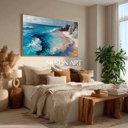 Large 3D Beach Waves Abstract Art Beach Seaside Canvas Wall Art Decoration For Sale