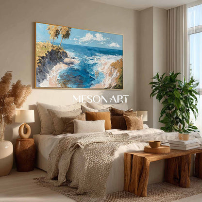 Large 3D Seaside Beach Abstract Art Coastal Vacation Canvas Wall Art Decoration For Sale