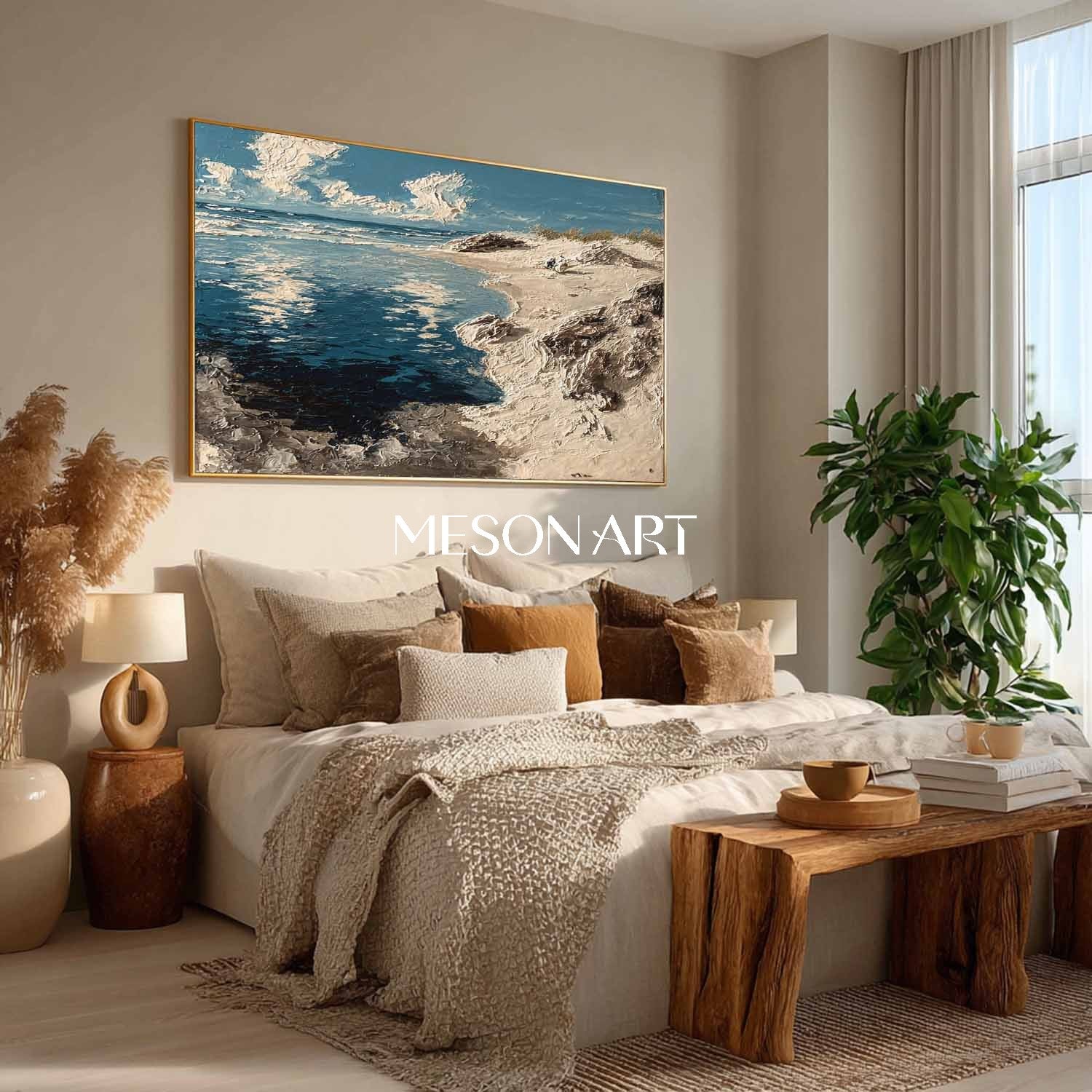 Large 3D Coastal Art Printing for Bathroom Framed Ocean Artwork Coastal Canvas Wall Art