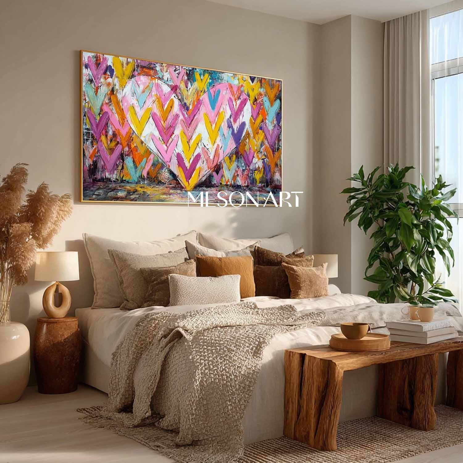Large Heart Graffiti Abstract Canvas Art Heart Wall Decor Ideas Valentine's Day LOVE Artwork Gift