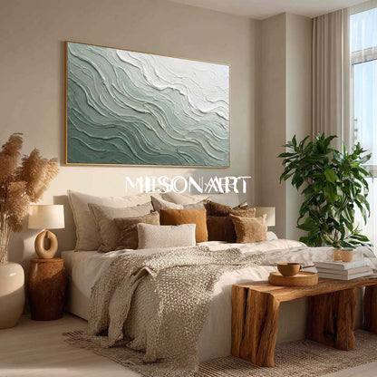 Green Abstract Ocean Wall Art Decor Sea Minimalist Art Canvas Painting