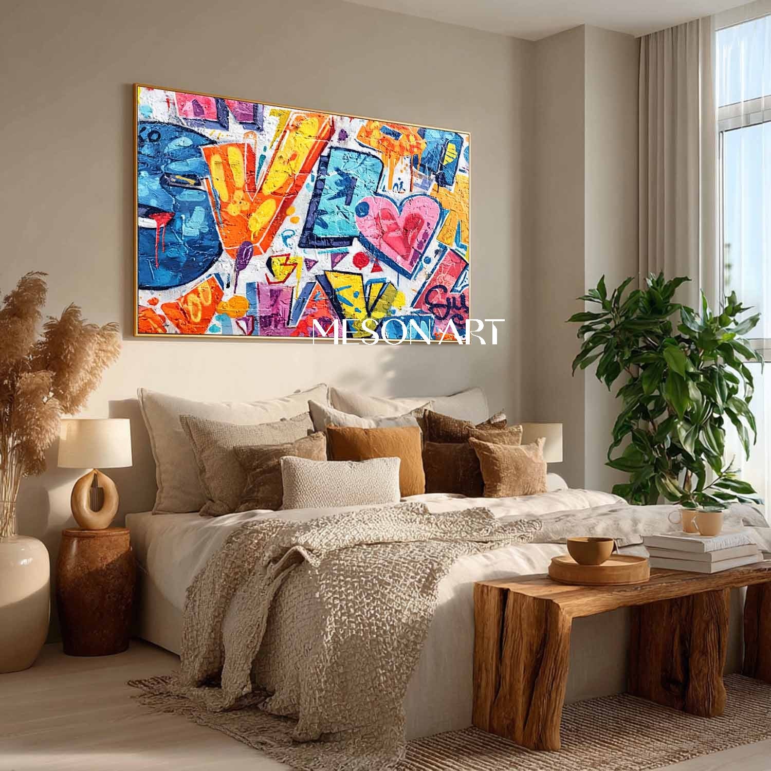 Love Heart Graffiti Abstract Art Canvas Love Heart Graffiti Home Wall Art Decoration For Sale