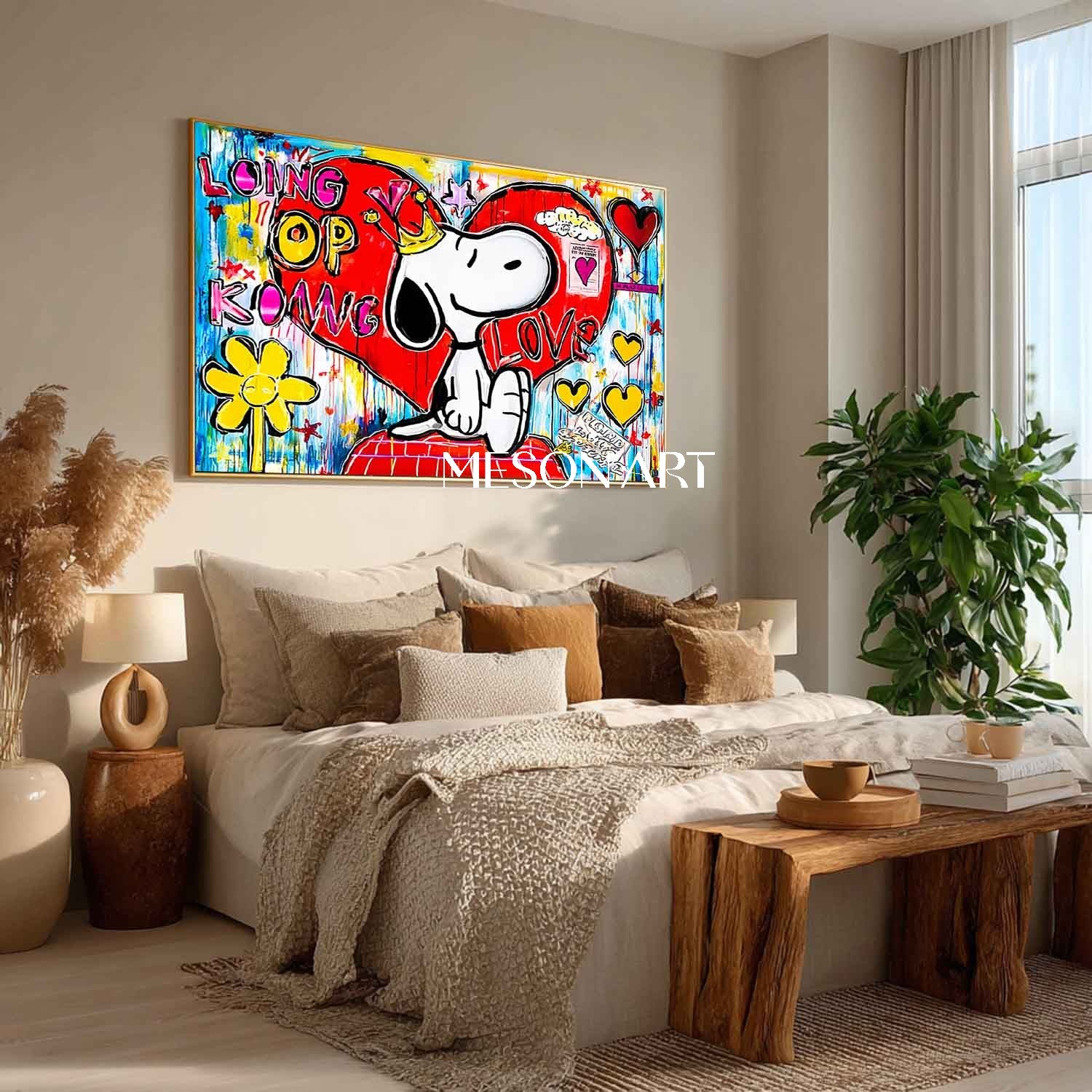 LOVE and Snoopy graffiti abstract art Snoopy pop art Snoopy and LOVE wall art decoration