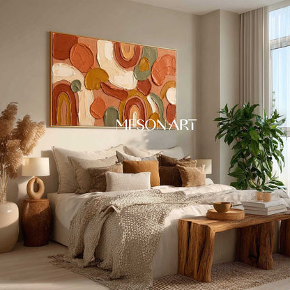 3D Large Bohemian Minimalist Canvas Painting Arched Lines Abstract Art