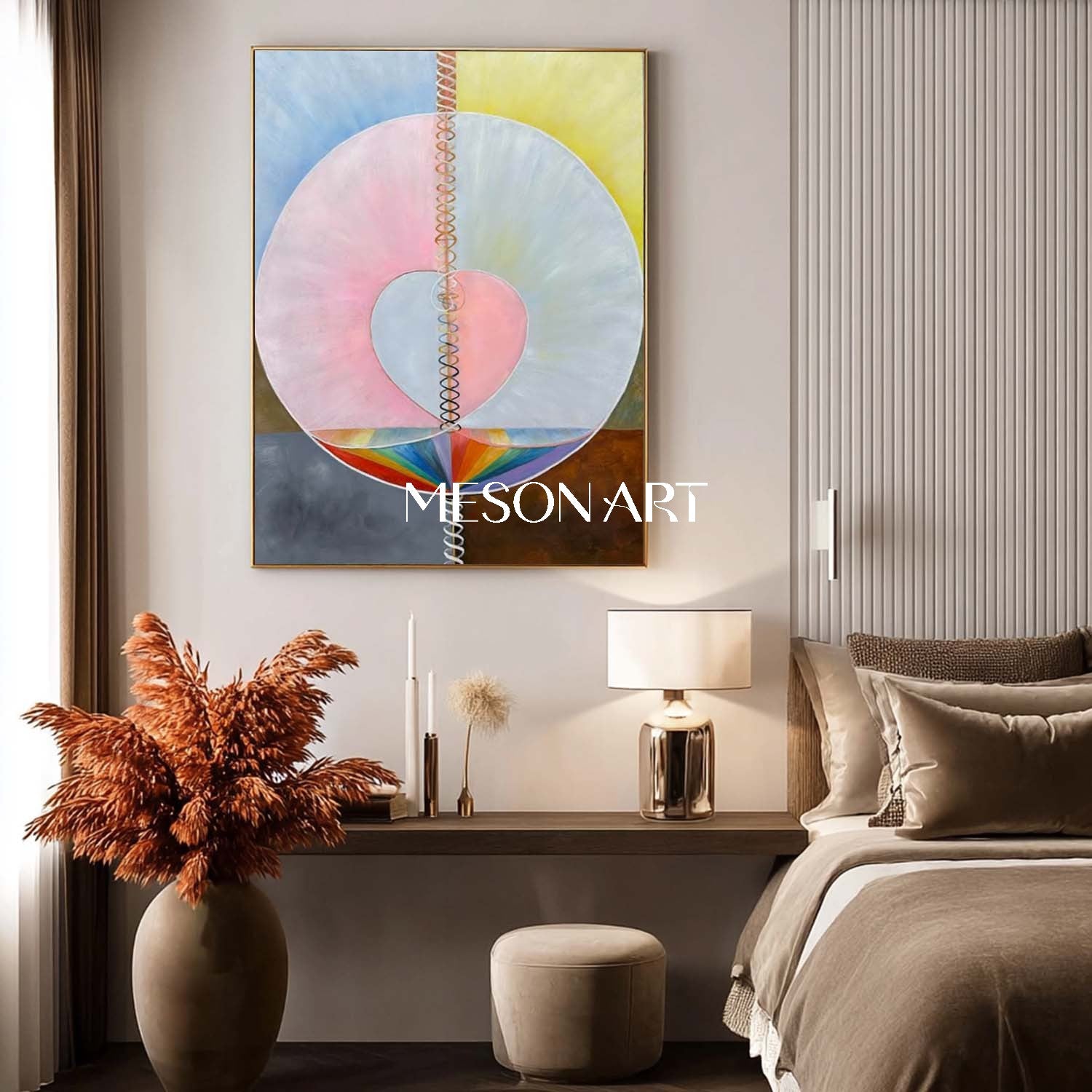 Hand-Painted Dreamy Abstract Oil Painting - Soft Pastel Geometric Wall Art