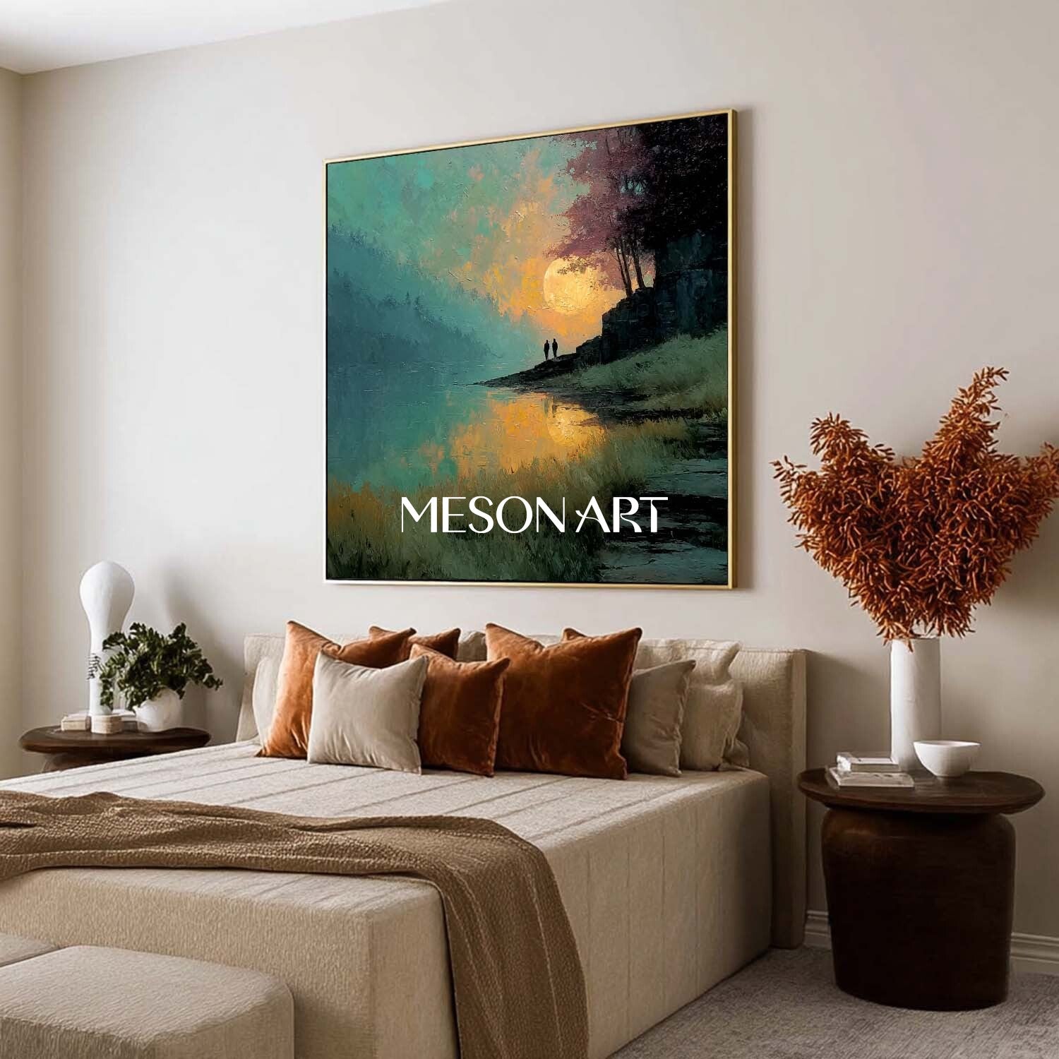 Large Nature Wall Decor Landscape Green Wall Art Hand-Painted Canvas