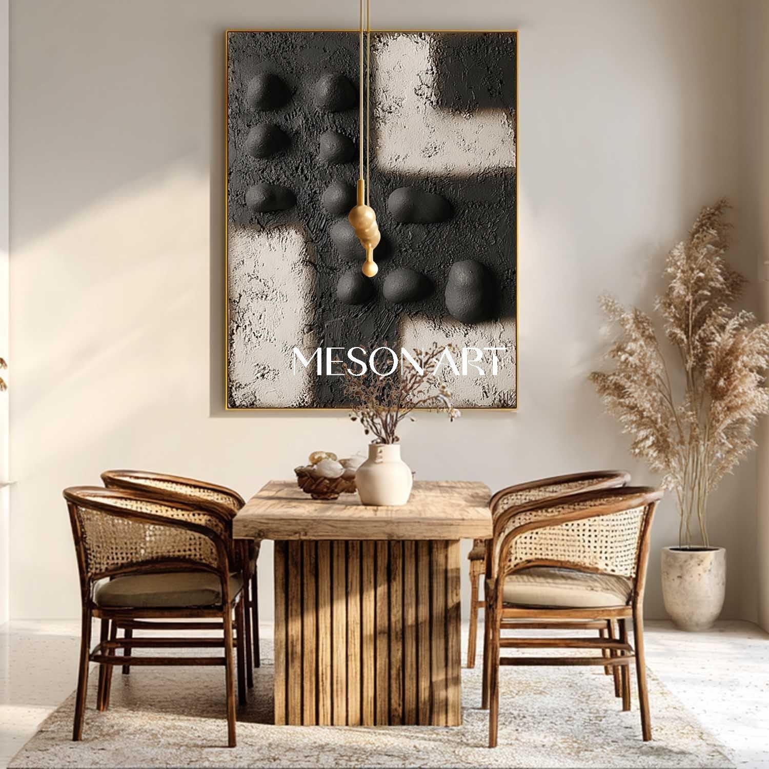 Modern Black & White 3D Wall Art – Large Textured Canvas for Minimalist Living Rooms, Office Spaces