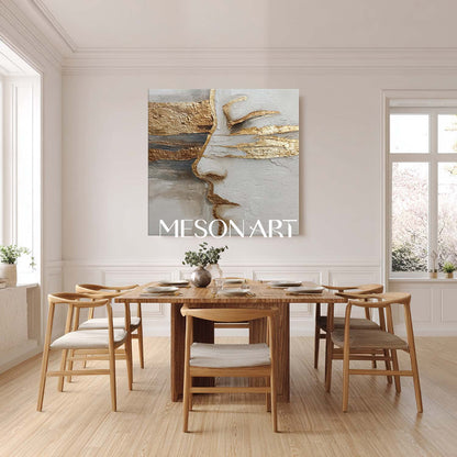 Gold and Gray Abstract Textured Wall Art Modern Textured Canvas for Home Décor