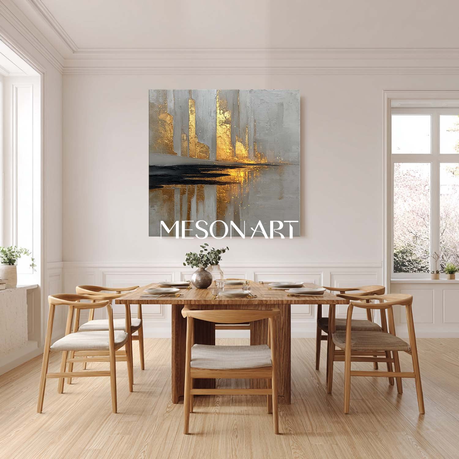 Golden Texture Abstract Cityscape Canvas Minimalist Modern Surreal Urban Wall Art