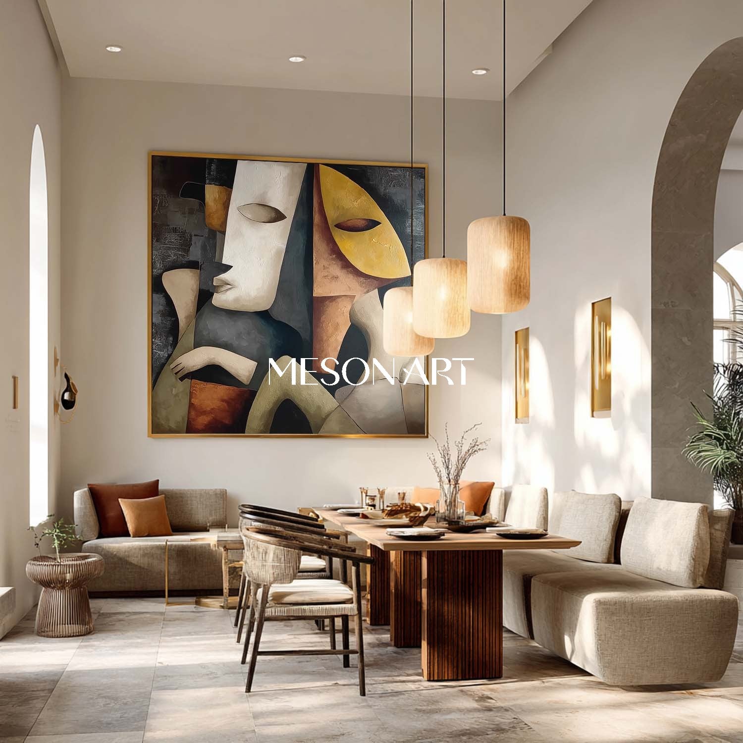 Abstract Picasso Art Geometric Figure Painting Large Square Canvas