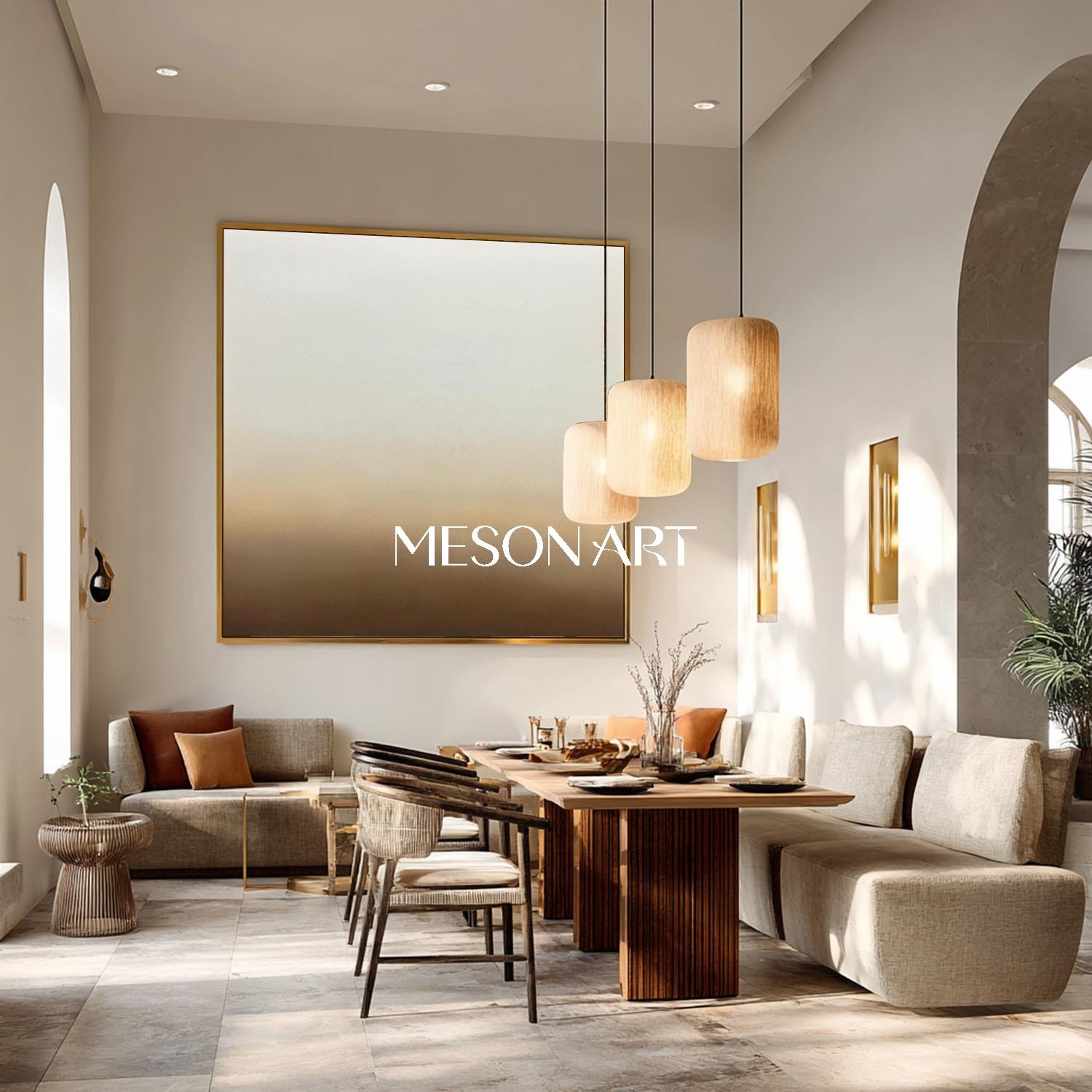 Gray and Brown Abstract Art Medieval Gray White and Brown Minimalist Abstract Canvas Wall Decor