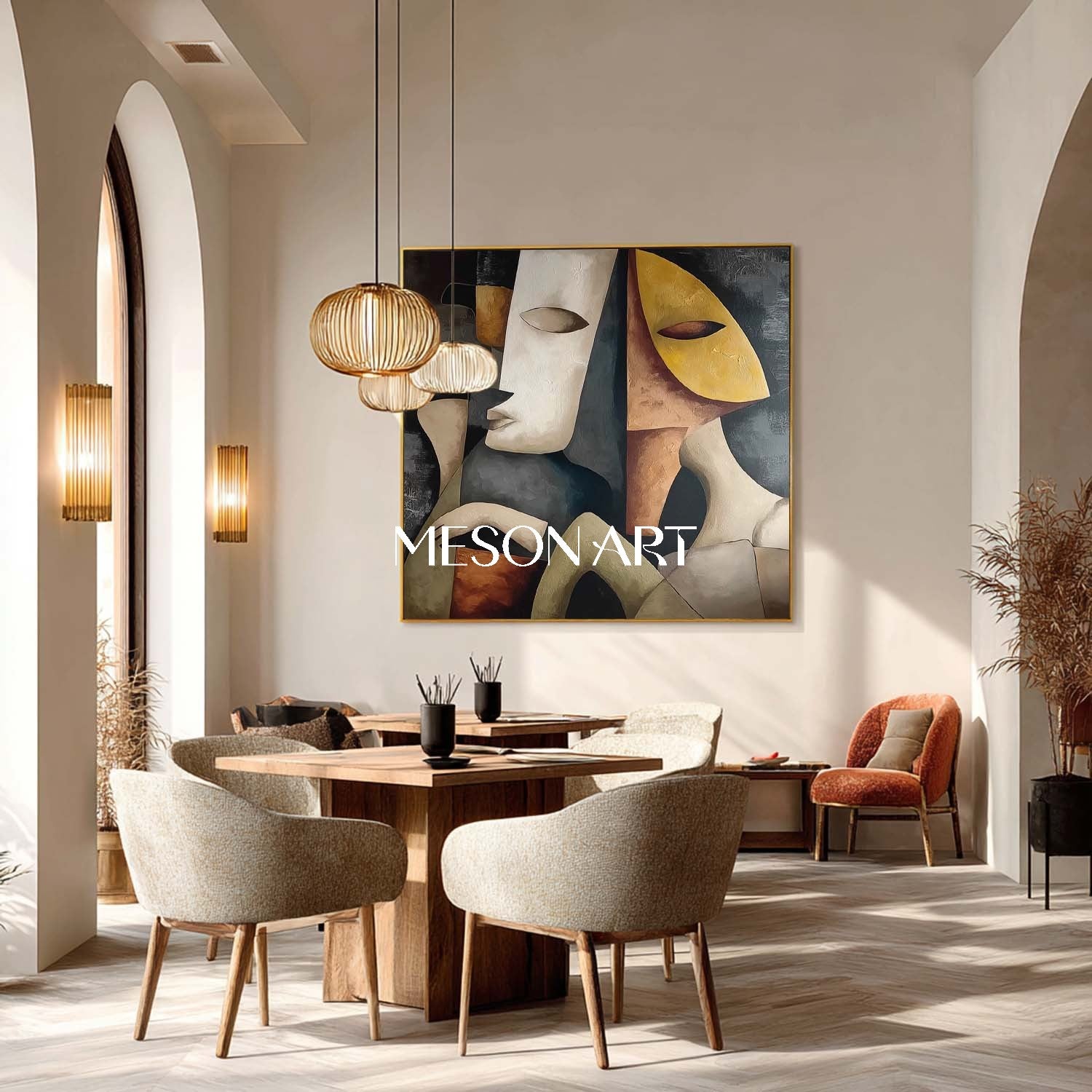 Abstract Picasso Art Geometric Figure Painting Large Square Canvas