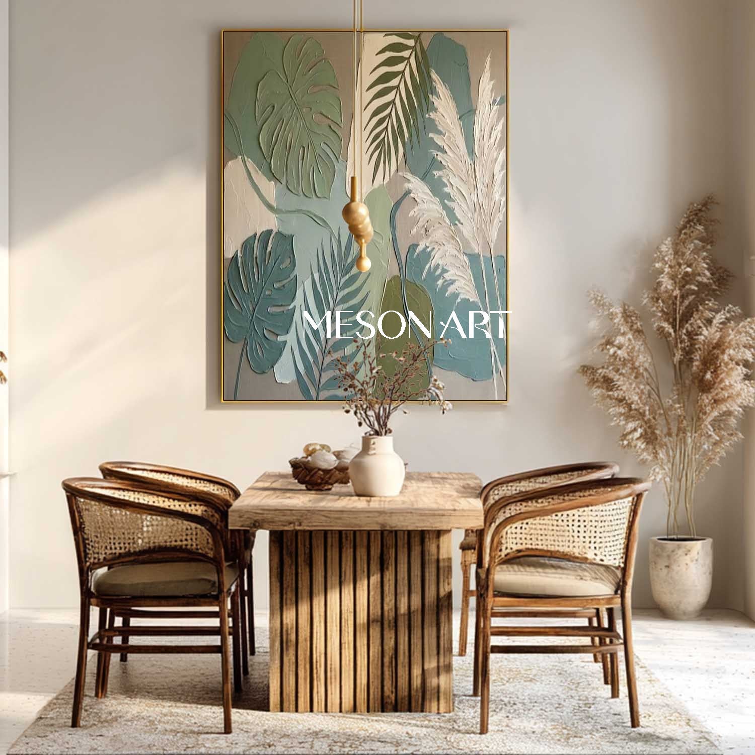 Sage Green Abstract Wall Art Decor Large Boho Minimalism Canvas Art 