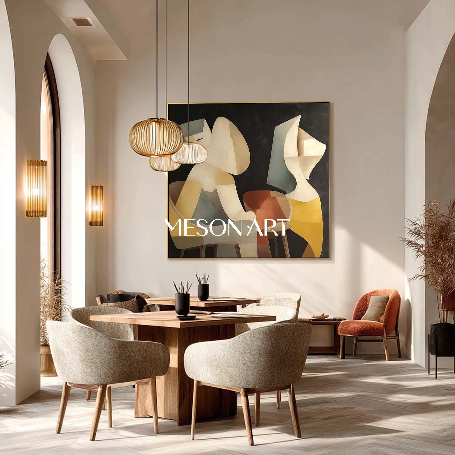 Original Cubism Canvas Modern Abstract Picasso Style Painting Wall Art