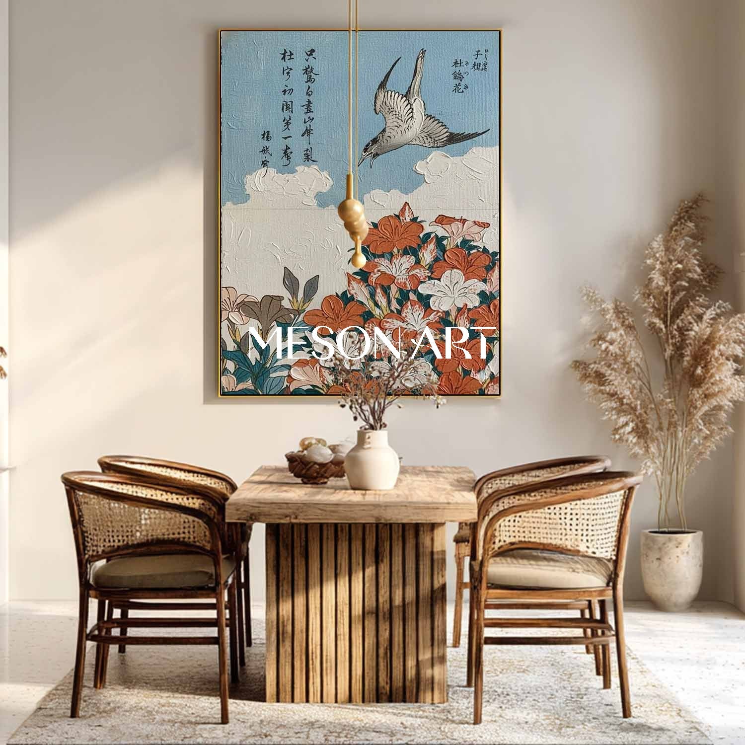 Japandi Wall Art, Textured Canvas Art, 3D Plaster Painting