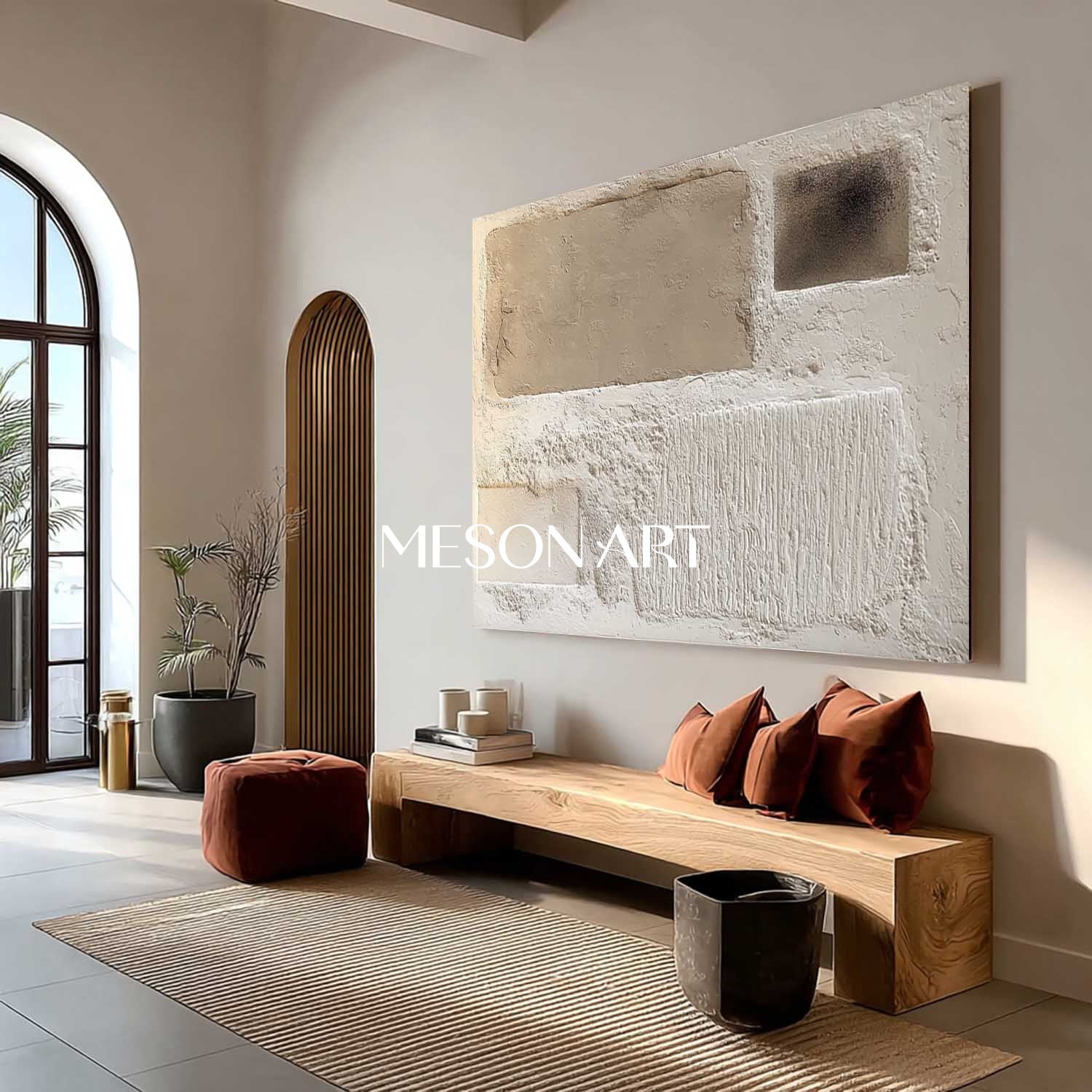 Wabi-Sabi Textured Beige Wall Art Minimalist Neutral Painting for Modern Home Decor