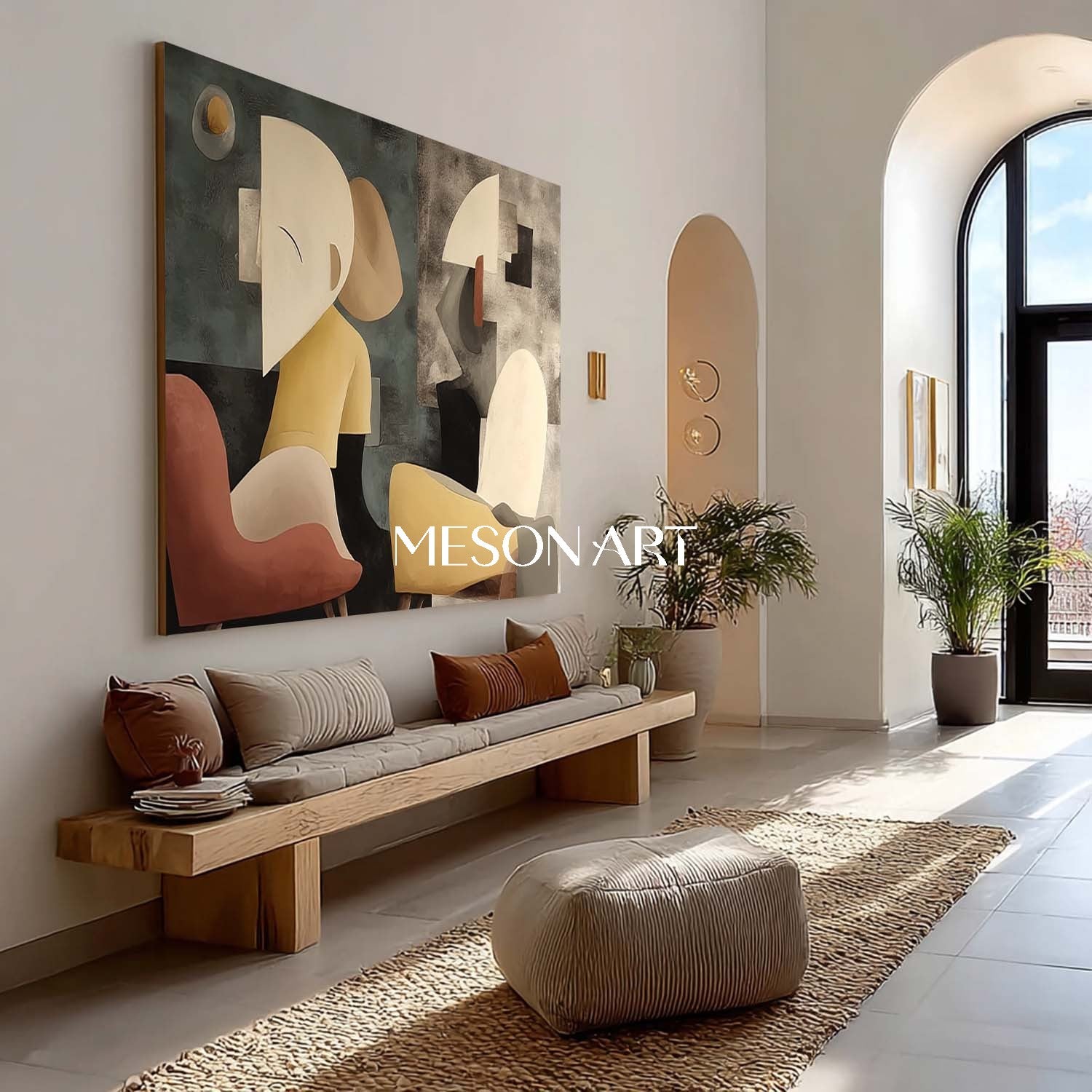 Large Original Abstract Figurative Painting Cubist Style Wall Decor