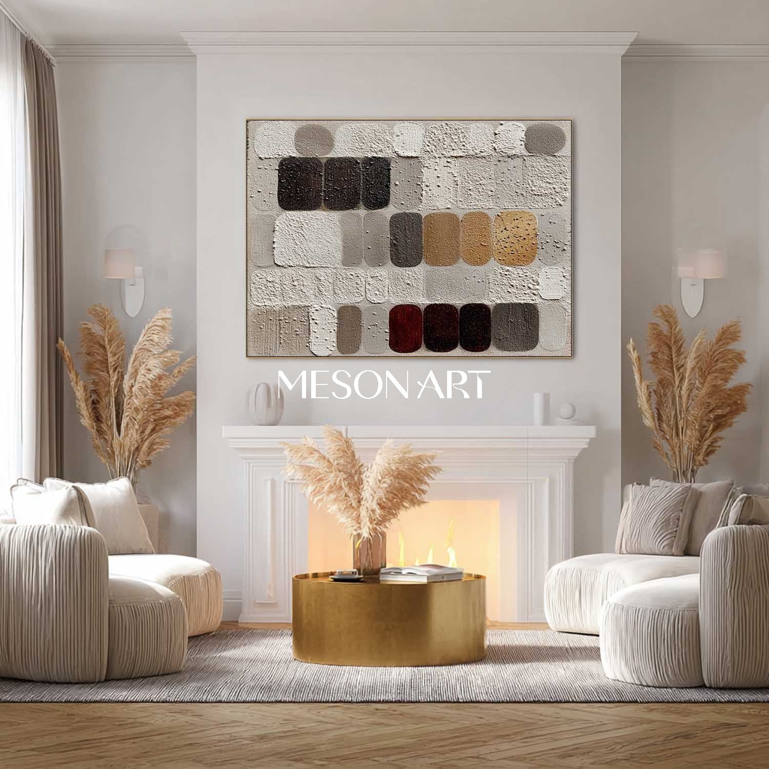 Wabi-Sabi 3D Textured Wall Art Large Gray Plaster Framed Canvas Office