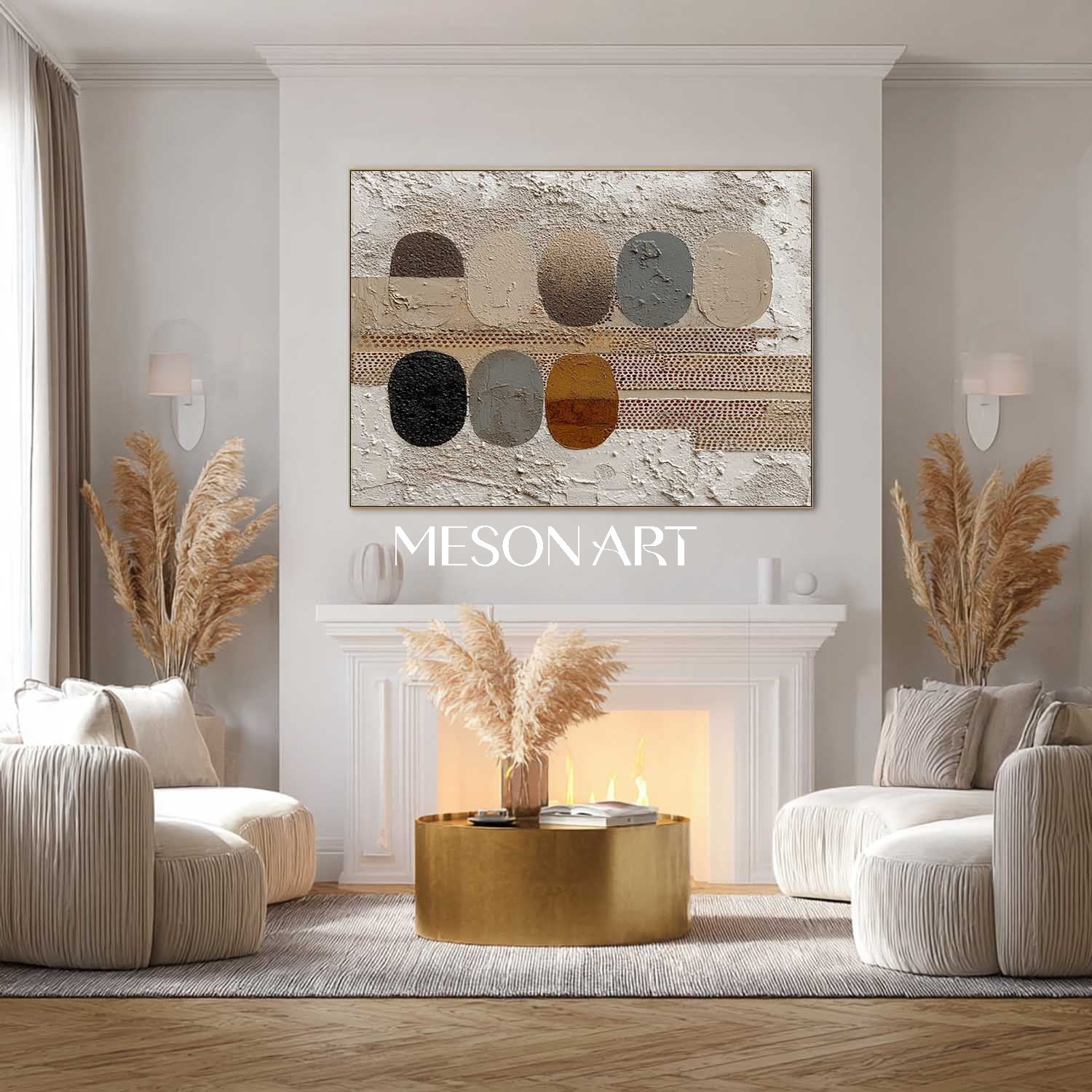 Earthy Tones Wabi-Sabi Large Canvas Textured Wall Art Free Shipping