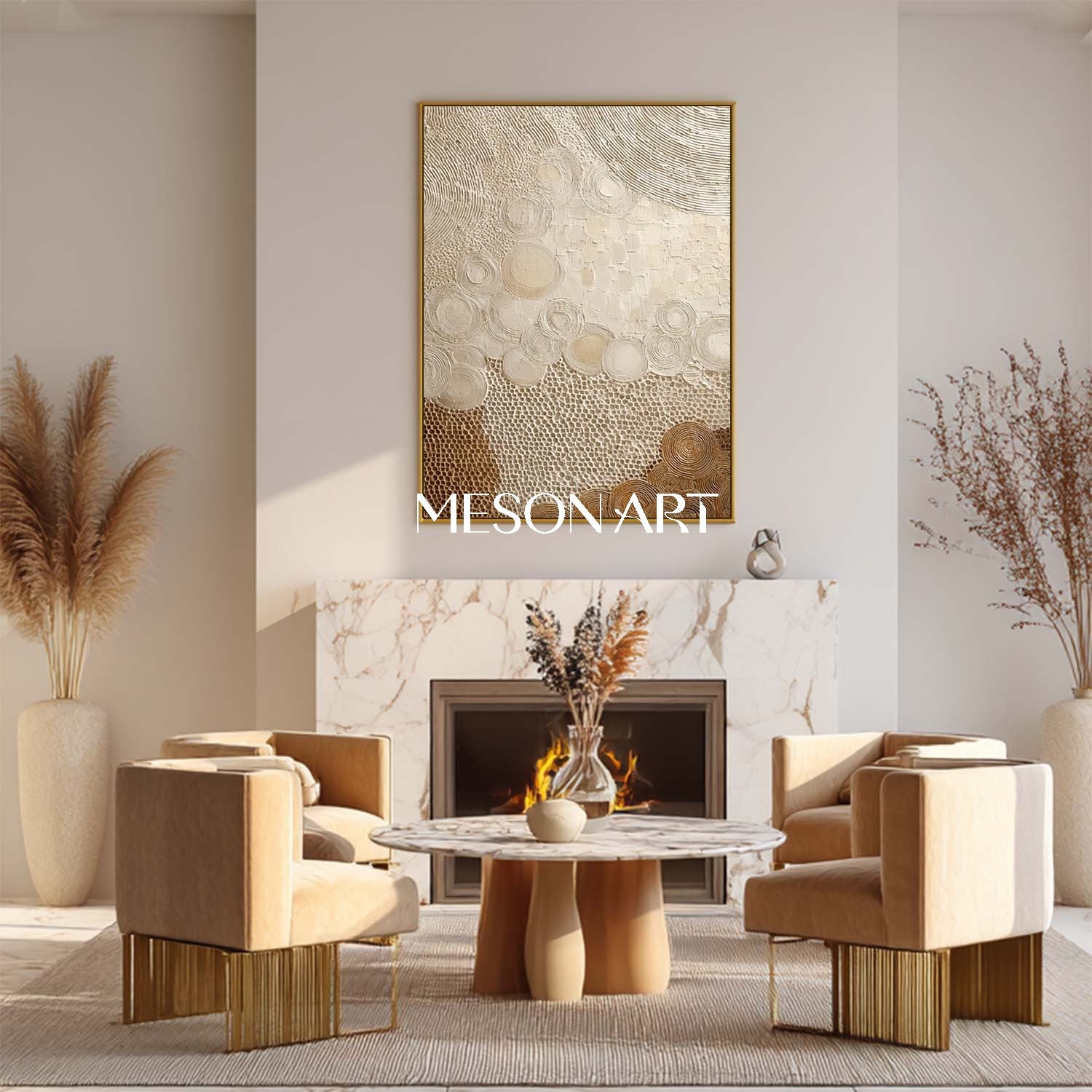 Neutral Beige Boho Canvas – Minimal Wall Art for Relaxing Spaces