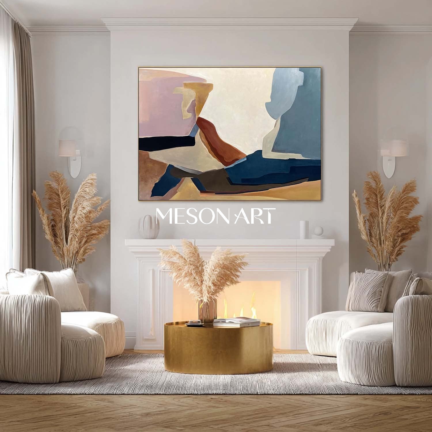 Contemporary Geometric Abstract Art, Medieval Minimalist Abstract Canvas Wall Decoration