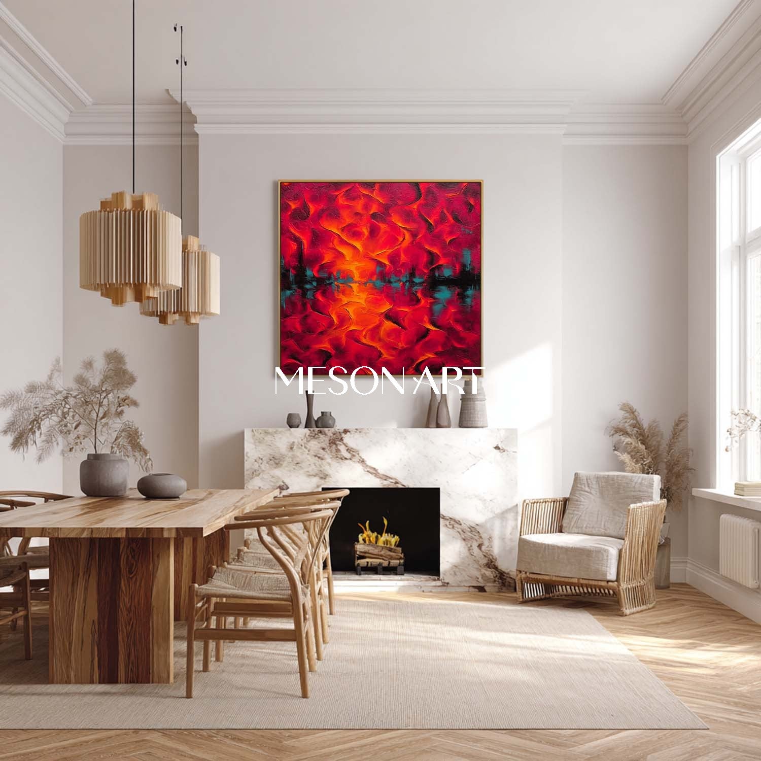 Buy Vibrant Art Red Abstract Textured Painting Modern Luxury Wall Art