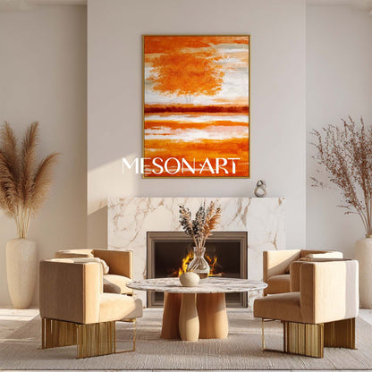 Fall Decor Wall Art Decor Autumn Abstract Canvas for Living Room