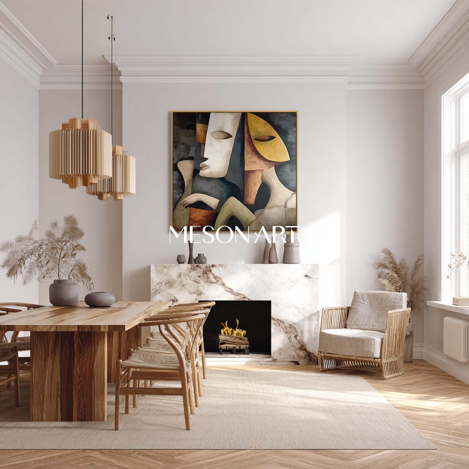 Abstract Picasso Art Geometric Figure Painting Large Square Canvas