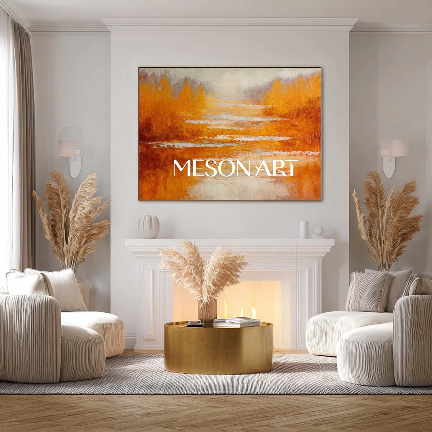 Autumn Wall Art Fall Colors Abstract Painting for Home Decor