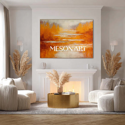 Autumn Wall Art Fall Colors Abstract Painting for Home Decor