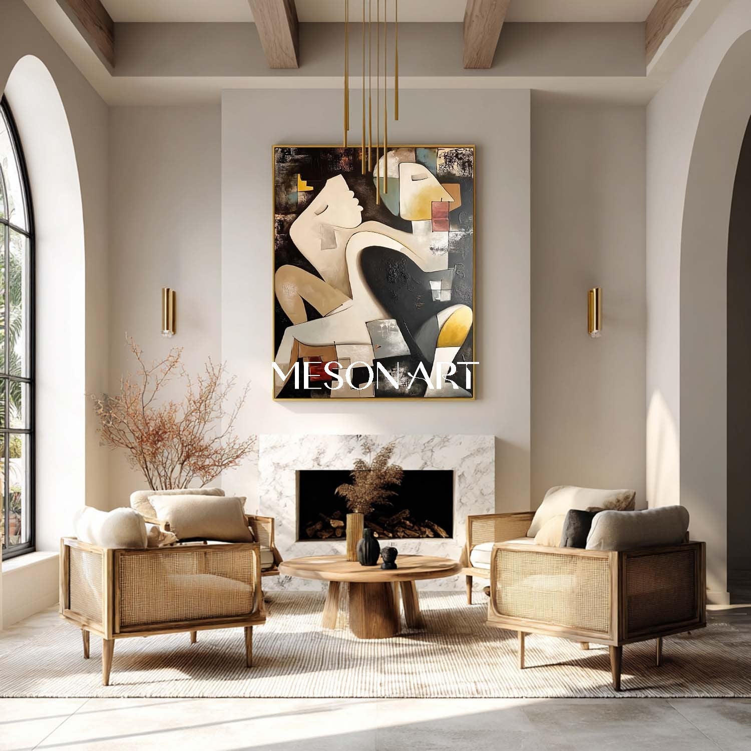 Order Large Abstract Cubist Figure Oil Painting Modern Couple Wall Art