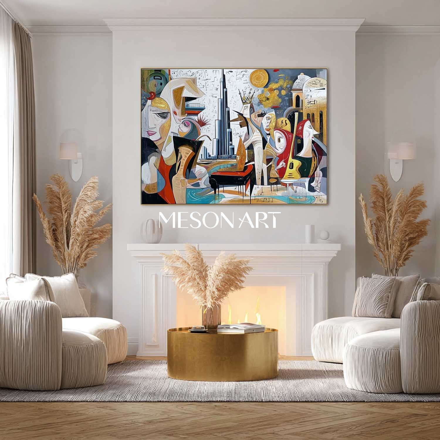 Cubism Picasso Inspired Abstract Painting Large Living Room Wall Decor