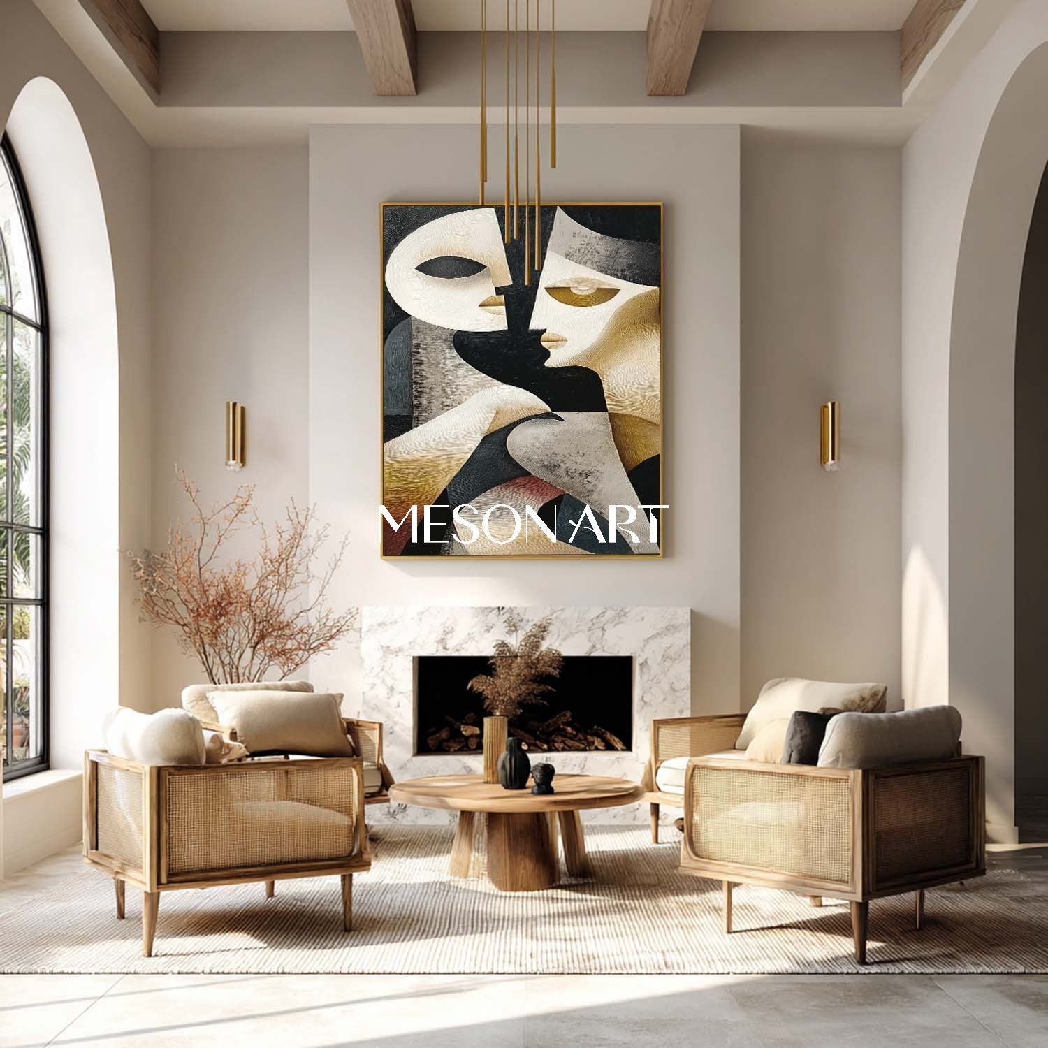 Contemporary Cubist Portrait Art Large Abstract Picasso Style Canvas