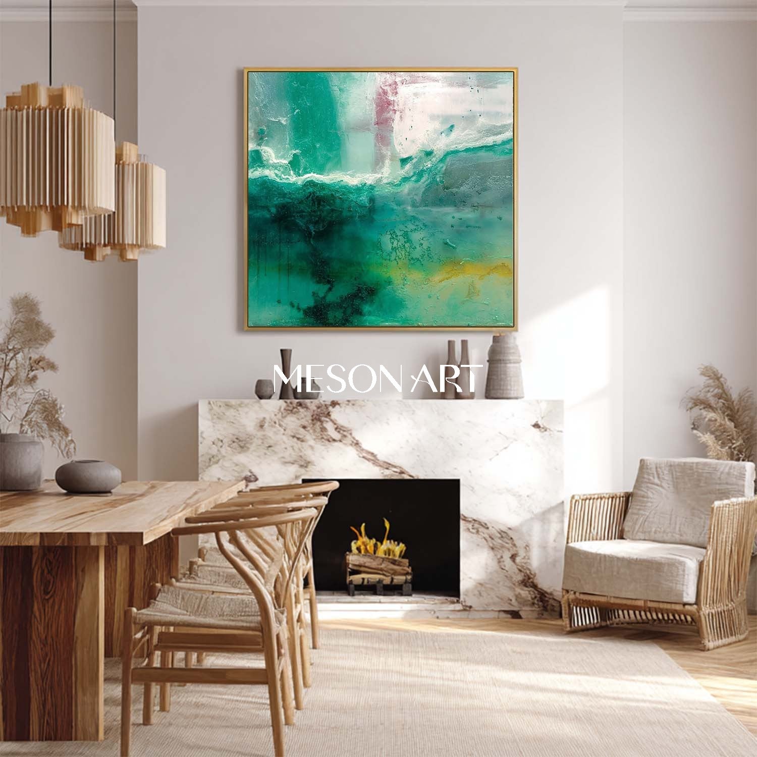 Buy Green Abstract Art Bedroom Sage Green Canvas Wall Decor Painting