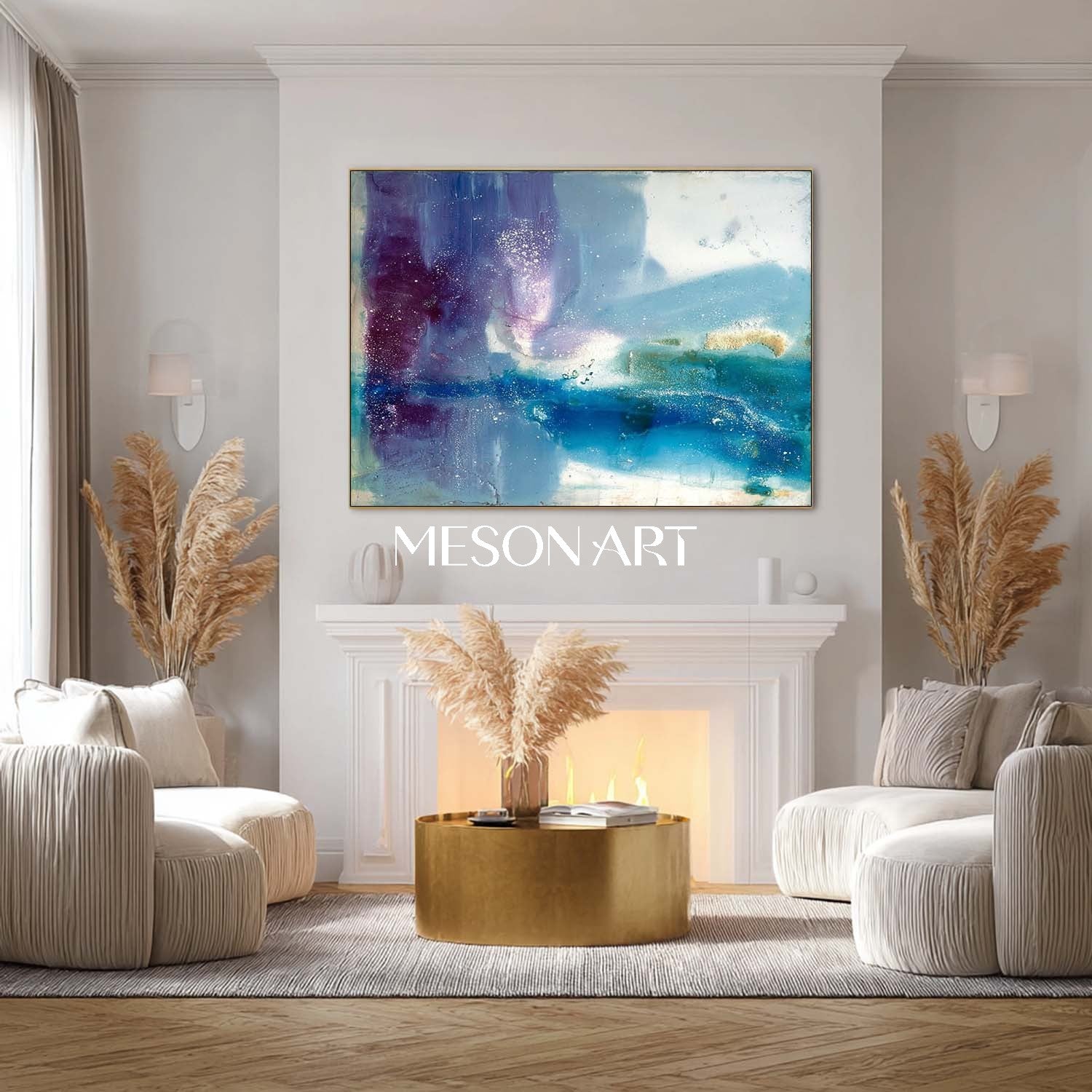 Large Blue Abstract Art Wall Decor Blue Abstract Oil Paintings for Sale