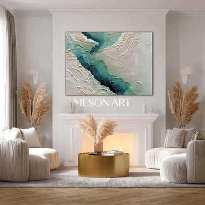 White and Green Abstract Texture Canvas Art for Living Room Decor Modern Wall Decor for Sale