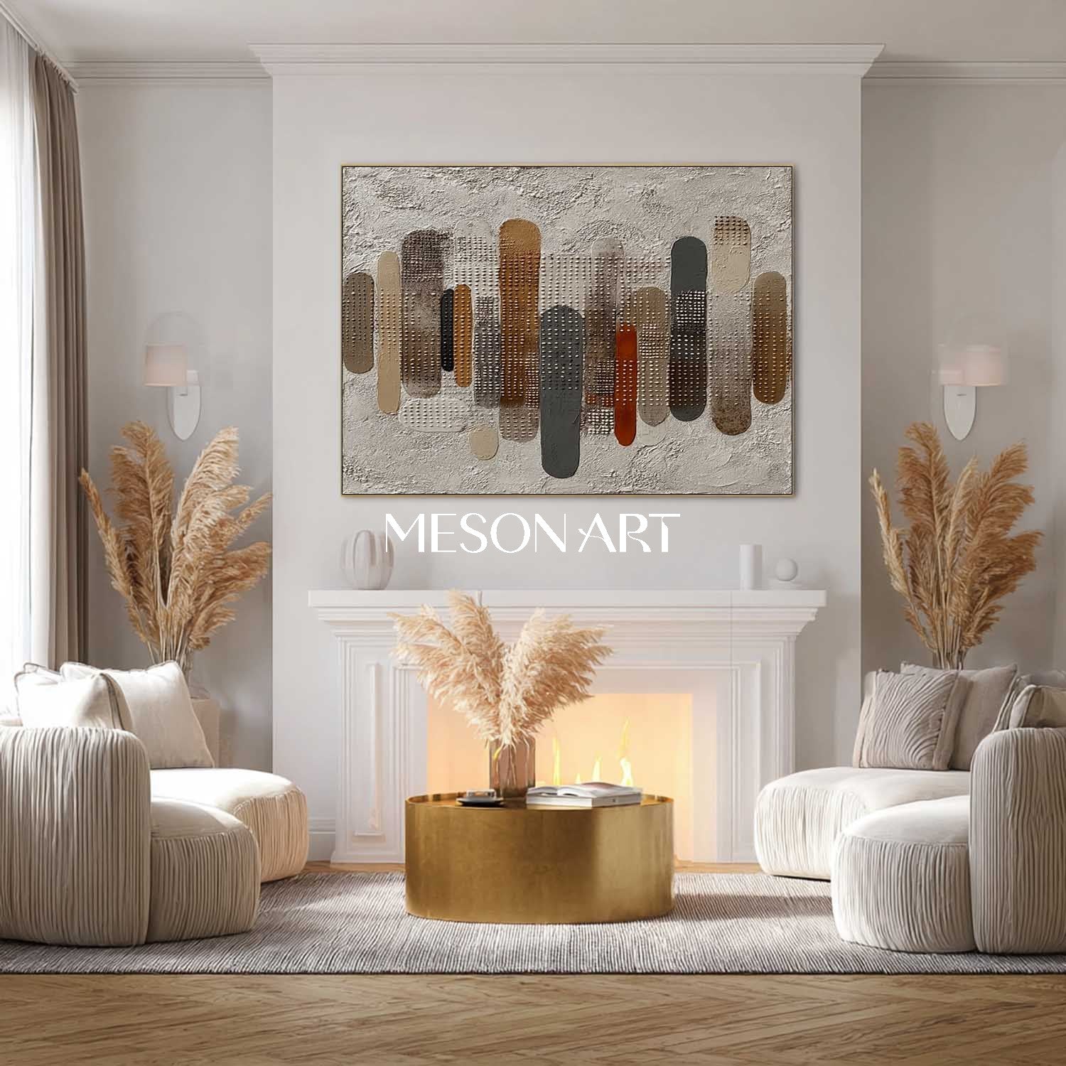 Large 3D Textured Fall Wall Art Wabi-Sabi Earthy Plaster On Sale