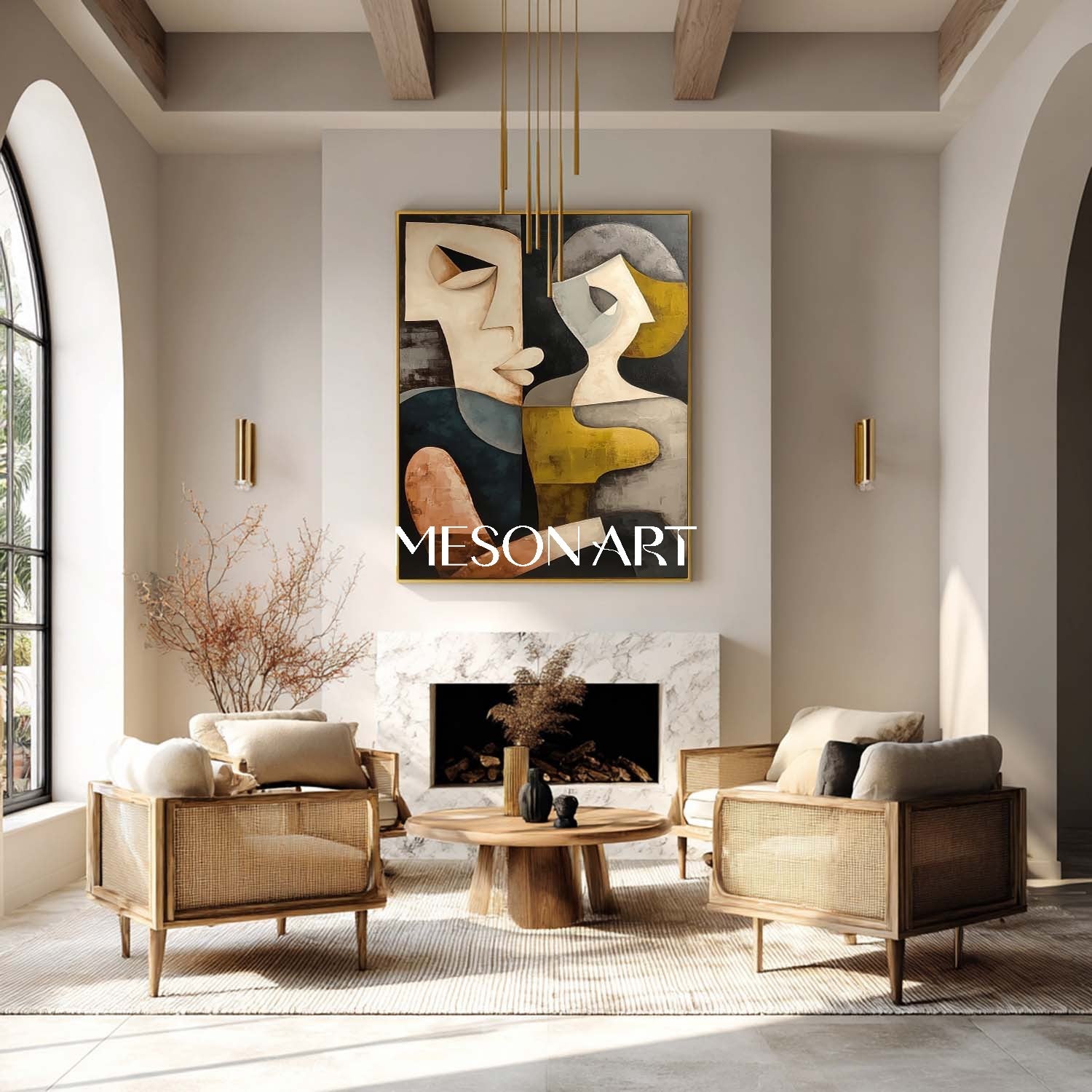 Contemporary Cubist Portrait Art Large Abstract Picasso Style Canvas