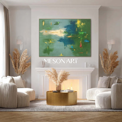 Teal Green Abstract Wall Art Large Textured Original Modern Painting