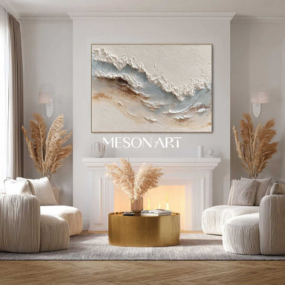 Large White Ocean Wave Texture Wall Mural Living Room Wave Wall Decor