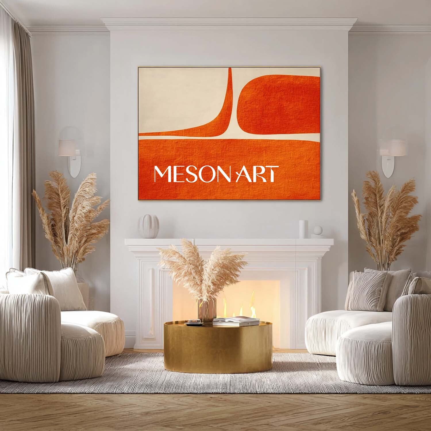 Minimalist Abstract Art Contemporary Autumn Geometric Painting