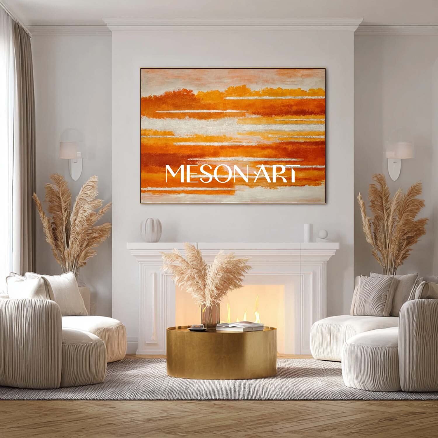Contemporary Minimalist Autumn Colors Painting Large Textured Fall Wall Art