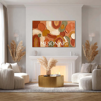 3D Large Bohemian Minimalist Canvas Painting Arched Lines Abstract Art