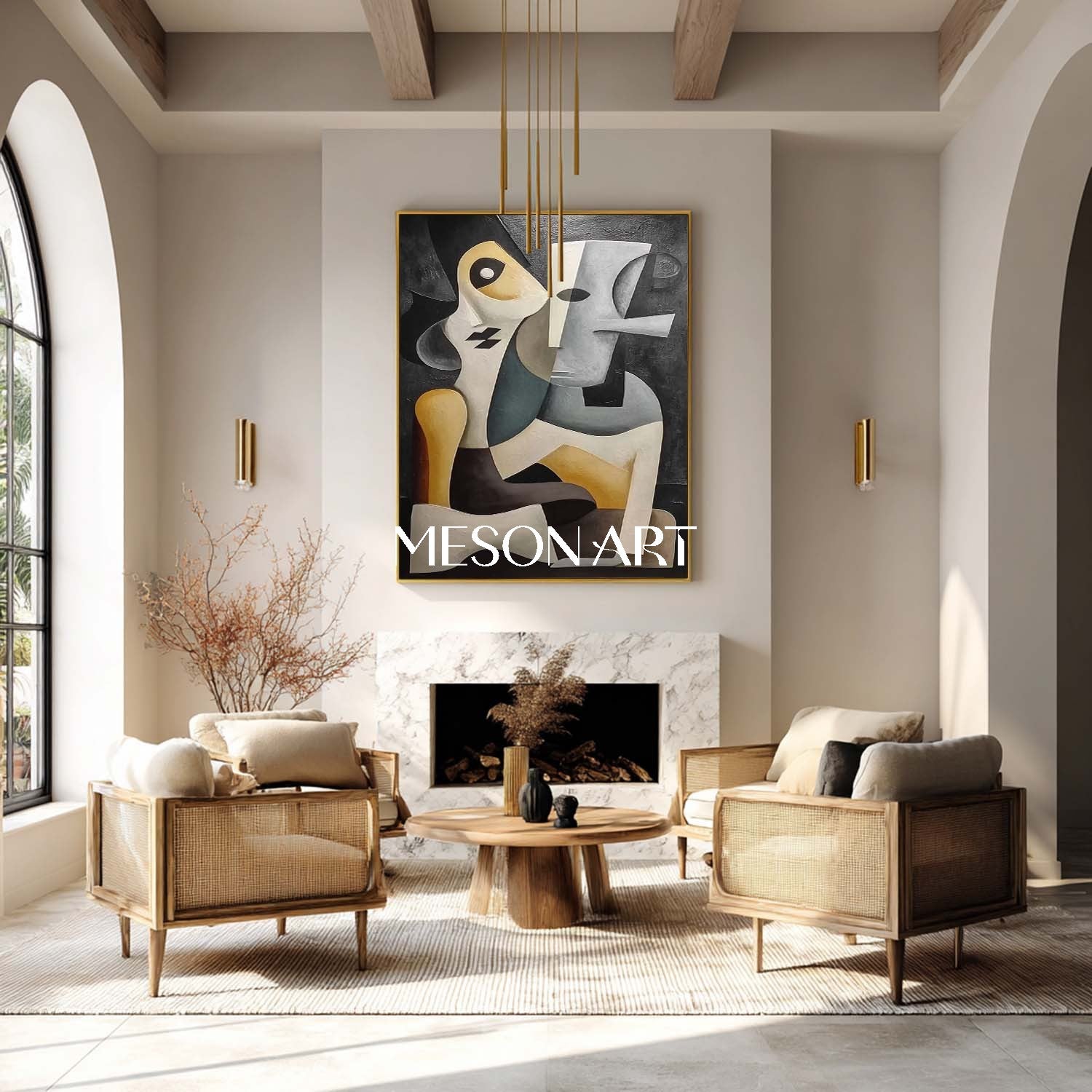 Surreal Abstract Painting Picasso Style Wall Decor Original Cubist Art