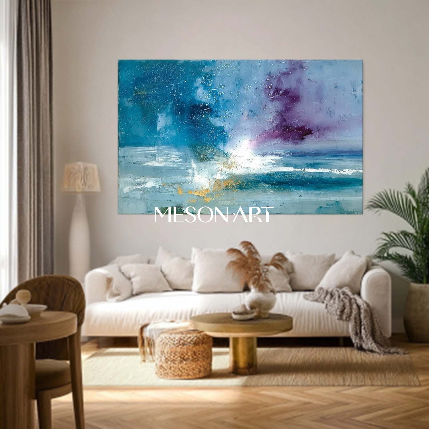 Large Living Room Blue Abstract Wall Art Decor Blue Abstract Oil Painting