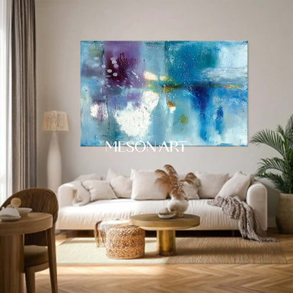 Large Blue Abstract Wall Decor Modern Blue Abstract Oil Paintings for Sale