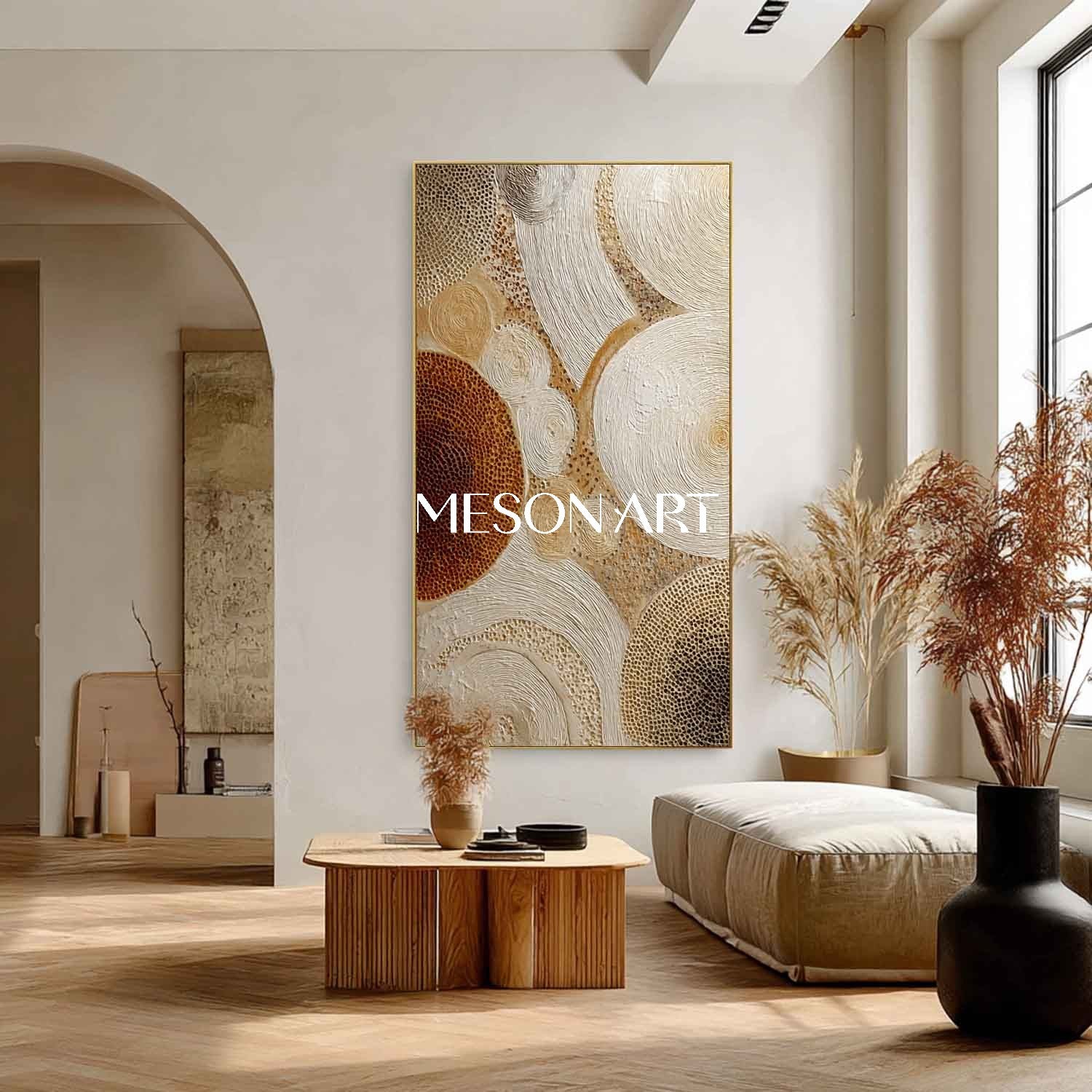 Bohemian Canvas Wall Art – Textured Neutral Tones for Living Rooms