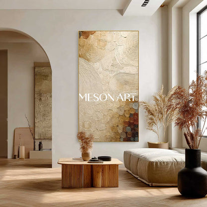 Oversized Neutral Boho Painting – Minimalist Artwork for Modern Homes