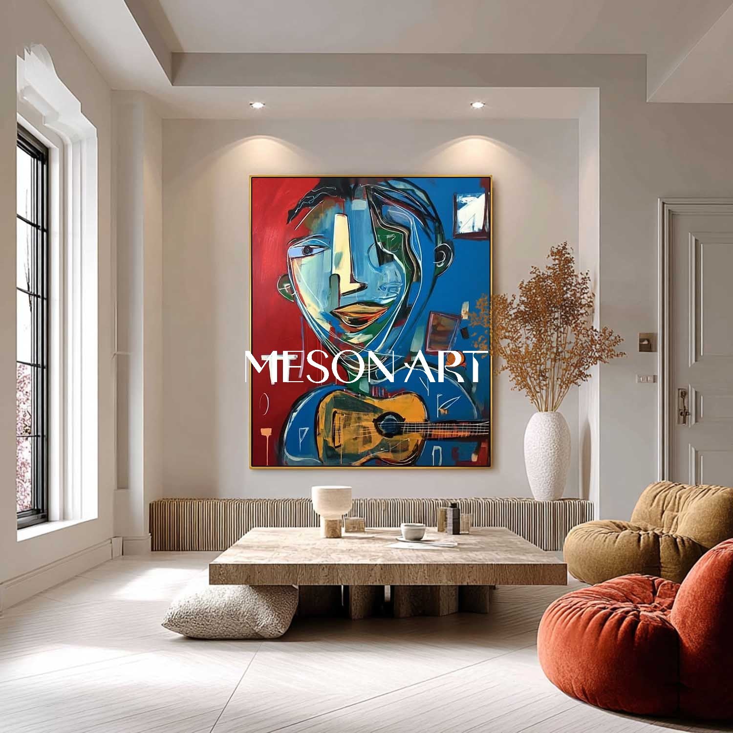Guitarist Graffiti Abstract Canvas Art Picasso Original Graffiti Painting