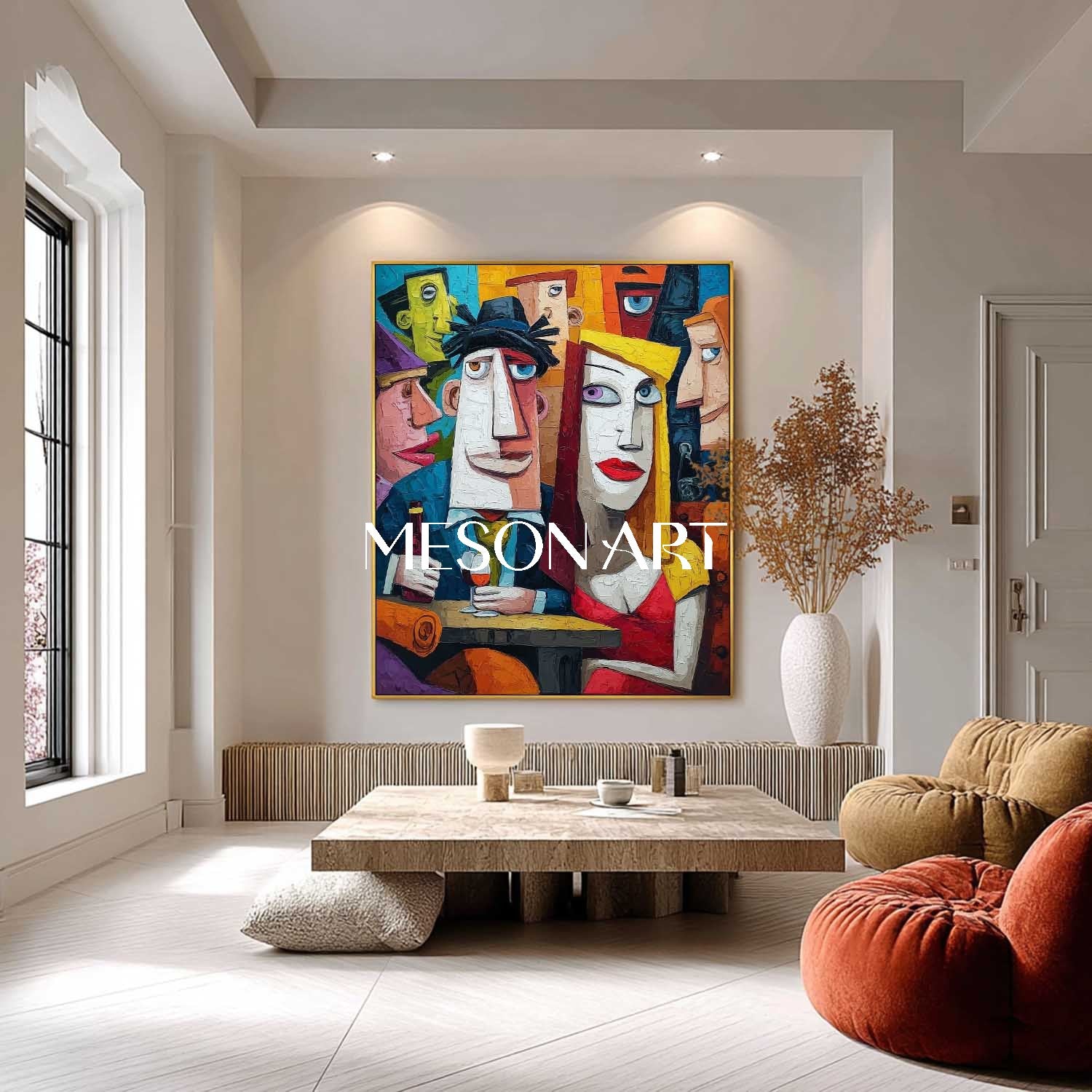 Vibrant Pop Art Restaurant Painting – Unique Canvas for Dining Room Decor